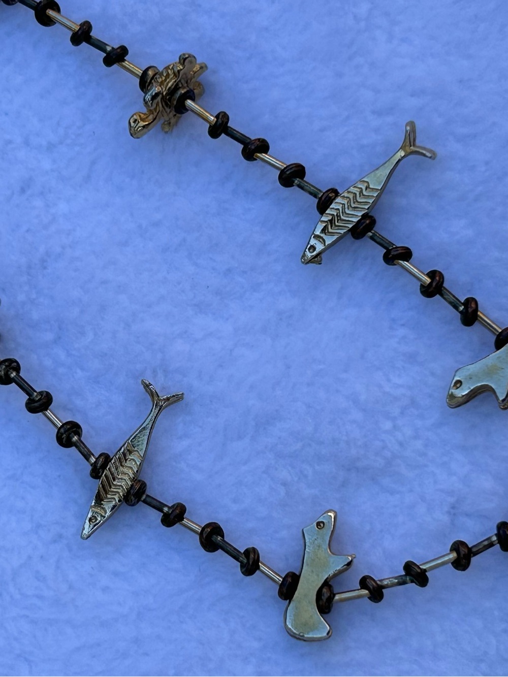Vintage Style Gold Tone Animal Necklace Fish Birds Safari Wildlife Statement - Picture 6 of 9